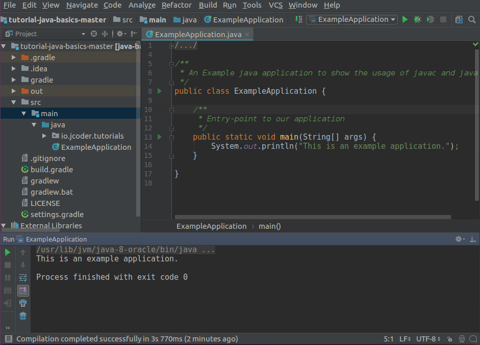 ExampleApplication in IntelliJ